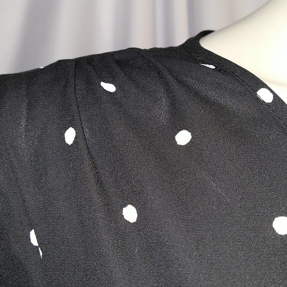 Black Polka Dot Blousy Body Con Midi Drss - Picture 13 of 16